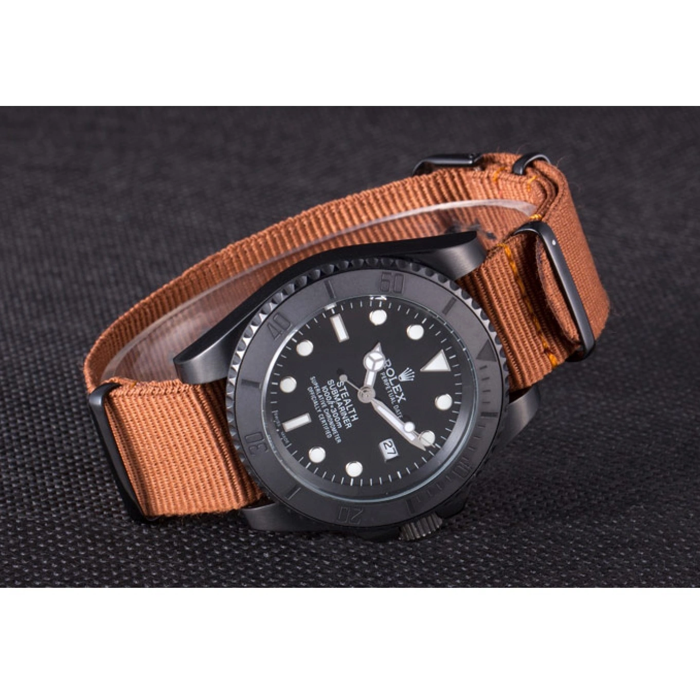 MiroTime 1013 Rolex Submariner STEALTH MK IV Brown Fabric Band rl426 621388